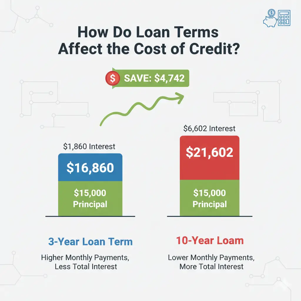 Uncover how loan terms impact your credit cost. Learn if shorter or longer loan terms save you more on interest and monthly payments, with real examples.