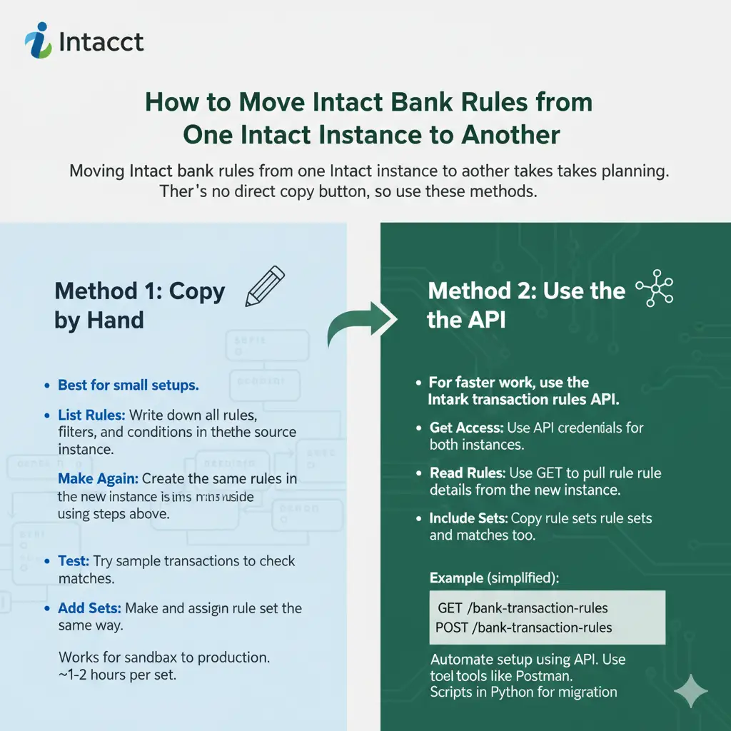 How to Move Intacct Bank Rules from One Intacct Instance to Another
