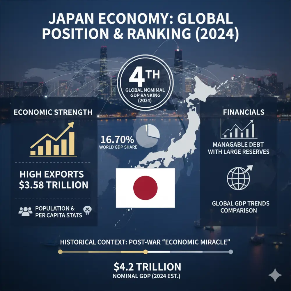 Unpack the Japan economy's global influence and 2024 ranking. See how high exports and robust financials position Japan among top world economies.