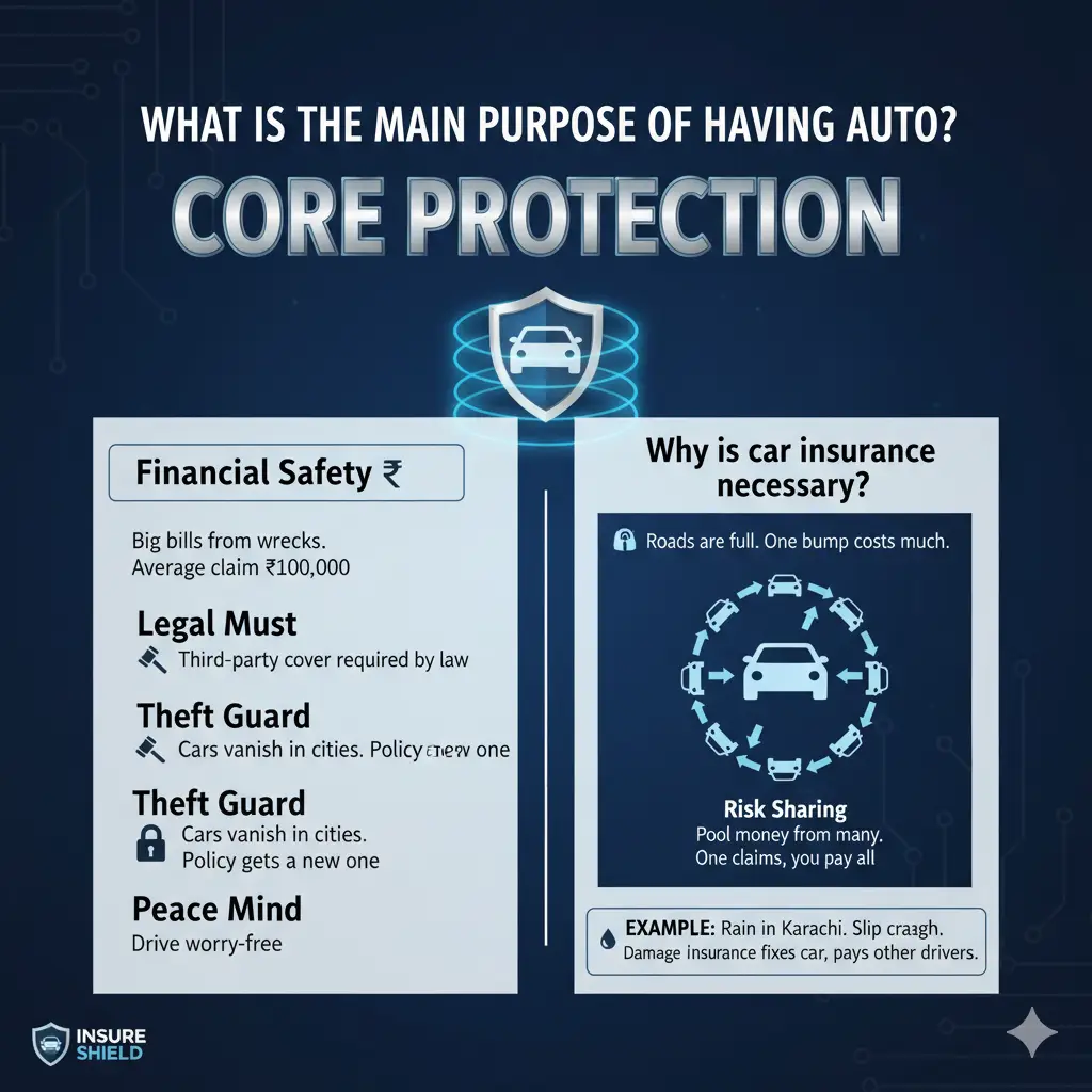 Safeguard your finances with auto insurance! Learn its main purpose: protecting you from accident costs, theft, and legal liabilities. Drive worry-free with essential car insurance.