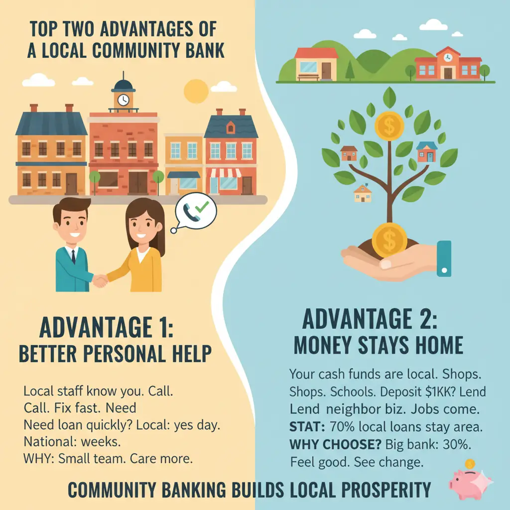 Which Are Two Advantages of Having an Account at a Local Community Bank Versus a National Bank? Top Two