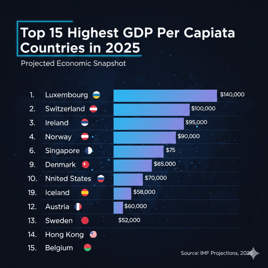Top 15 Highest GDP Per Capita Countries in 2025