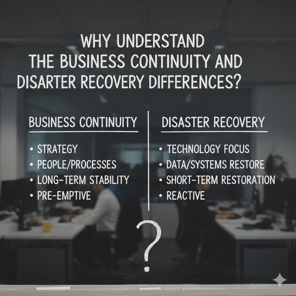 Why Understand the Business Continuity and Disaster Recovery Differences?
